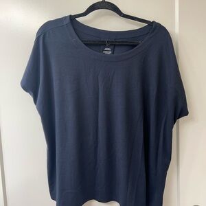 J. JILL NAVY BLUE LUXE SUPIMA PLEAT-BACK TEE SZ XLP